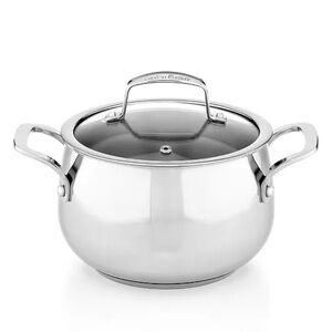 Belgique 3 Quart Covered Stainless Steel Saucepan Stock Pot Tempered Glass Lid